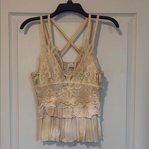 Cream Lace Strappy Top